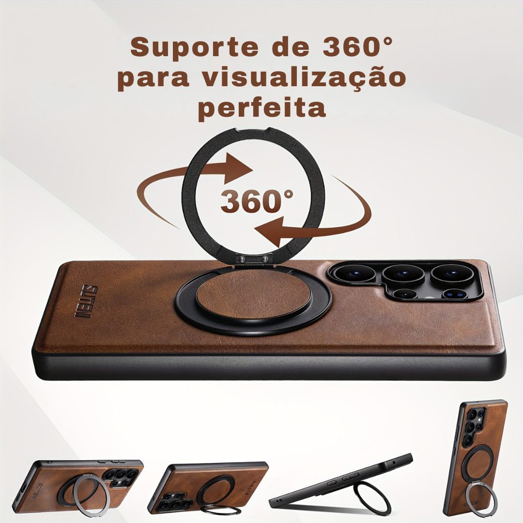 Case Samsung Couro Premium com Anel Giratório 360° e MagSafe