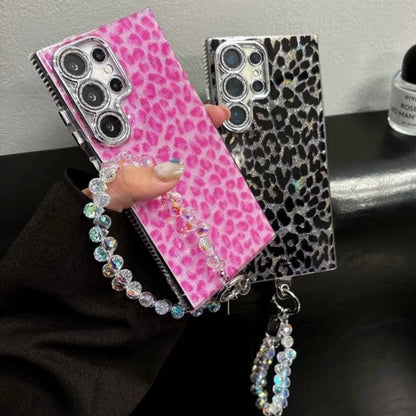 Capa Galaxy S24 S23 S22 Ultra Leopard Preto Corrente Cristal Elegante