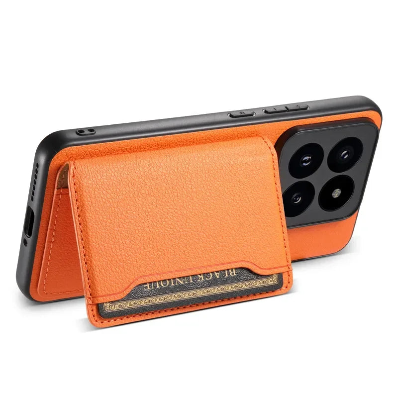 Capa Carteira Luxuosa de Couro para Xiaomi 15 14 Ultra com Porta-Cartões Magnético