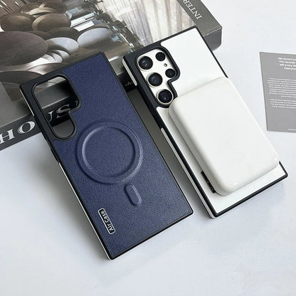 Capa Magnética de Couro Liso para Samsung Magsafe, Carregamento Sem Fio, Proteção Total