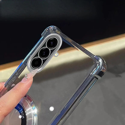 Capa Samsung Galaxy A com Suporte, Anti-impacto, Transparente e Banhada a Luxo