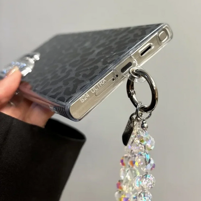 Capa Galaxy S24 S23 S22 Ultra Leopard Preto Corrente Cristal Elegante