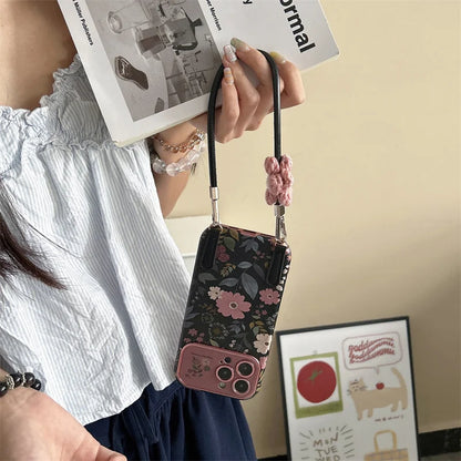 Capa de Celular Retro Crisântemo com Alça de Pulso