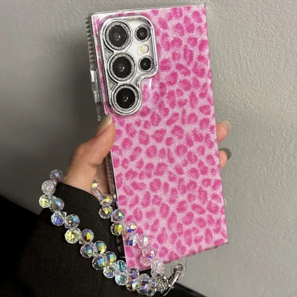 Capa Galaxy S24 S23 S22 Ultra Leopard Preto Corrente Cristal Elegante