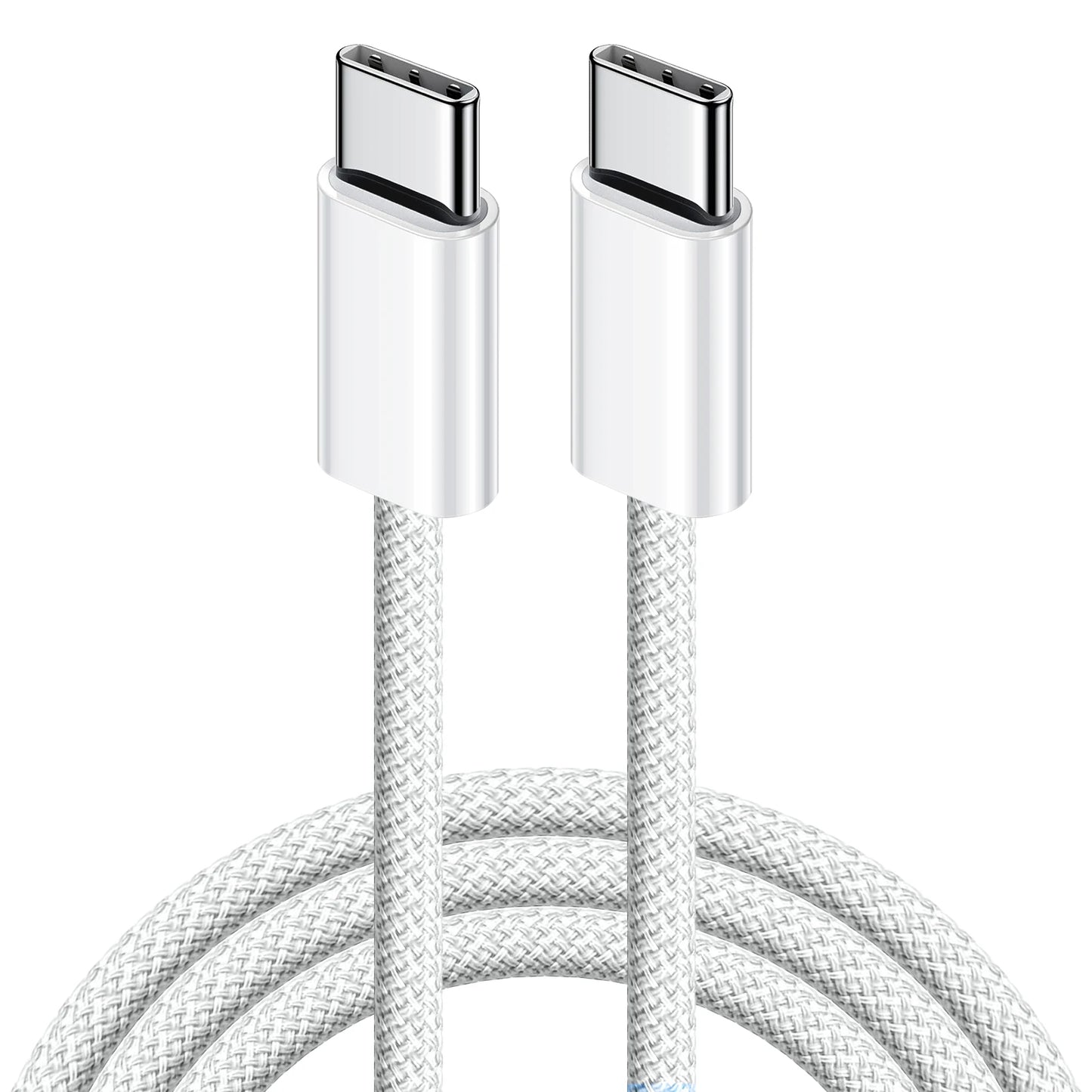 Cabo USB-C para USB-C 60W Trançado Carga Rápida Sincronização Dados iPhone Samsung Xiaomi