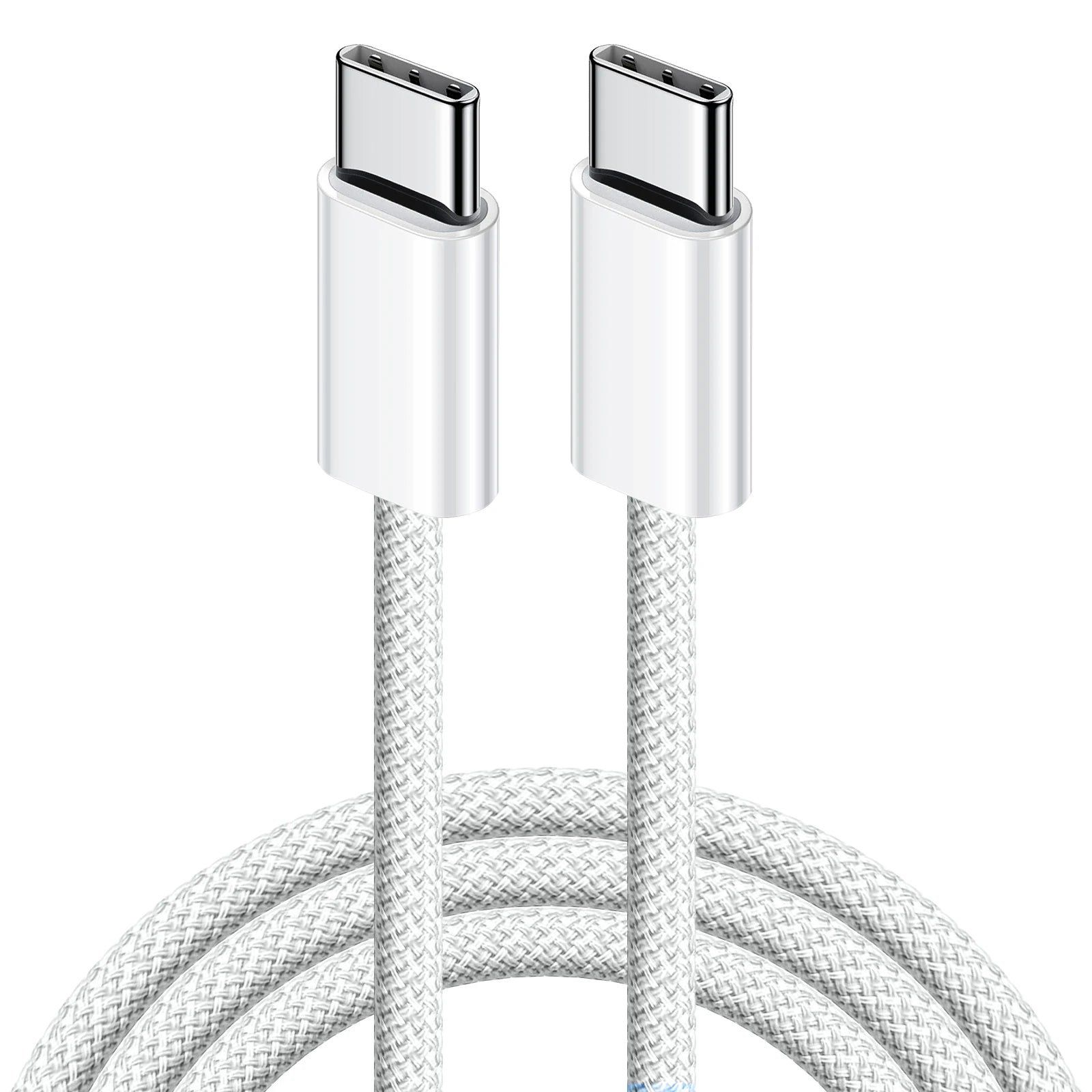 Cabo USB-C para USB-C 60W Trançado Carga Rápida Sincronização Dados iPhone Samsung Xiaomi