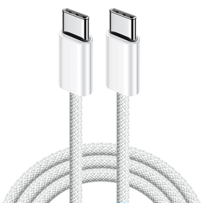 Cabo USB-C para USB-C 60W Trançado Carga Rápida Sincronização Dados iPhone Samsung Xiaomi