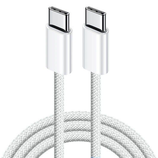 Cabo USB-C para USB-C 60W Trançado Carga Rápida Sincronização Dados iPhone Samsung Xiaomi