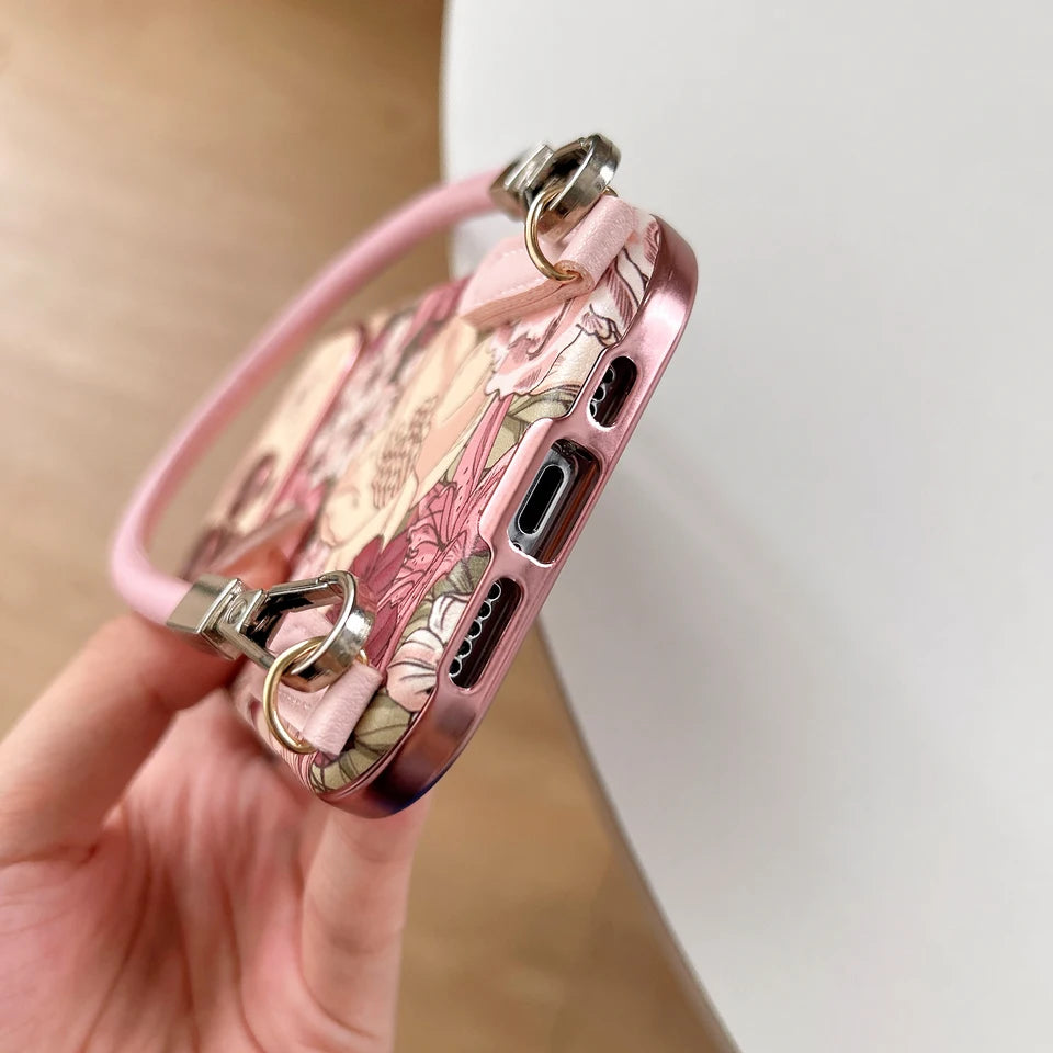Case iPhone Jardim Romance em uso