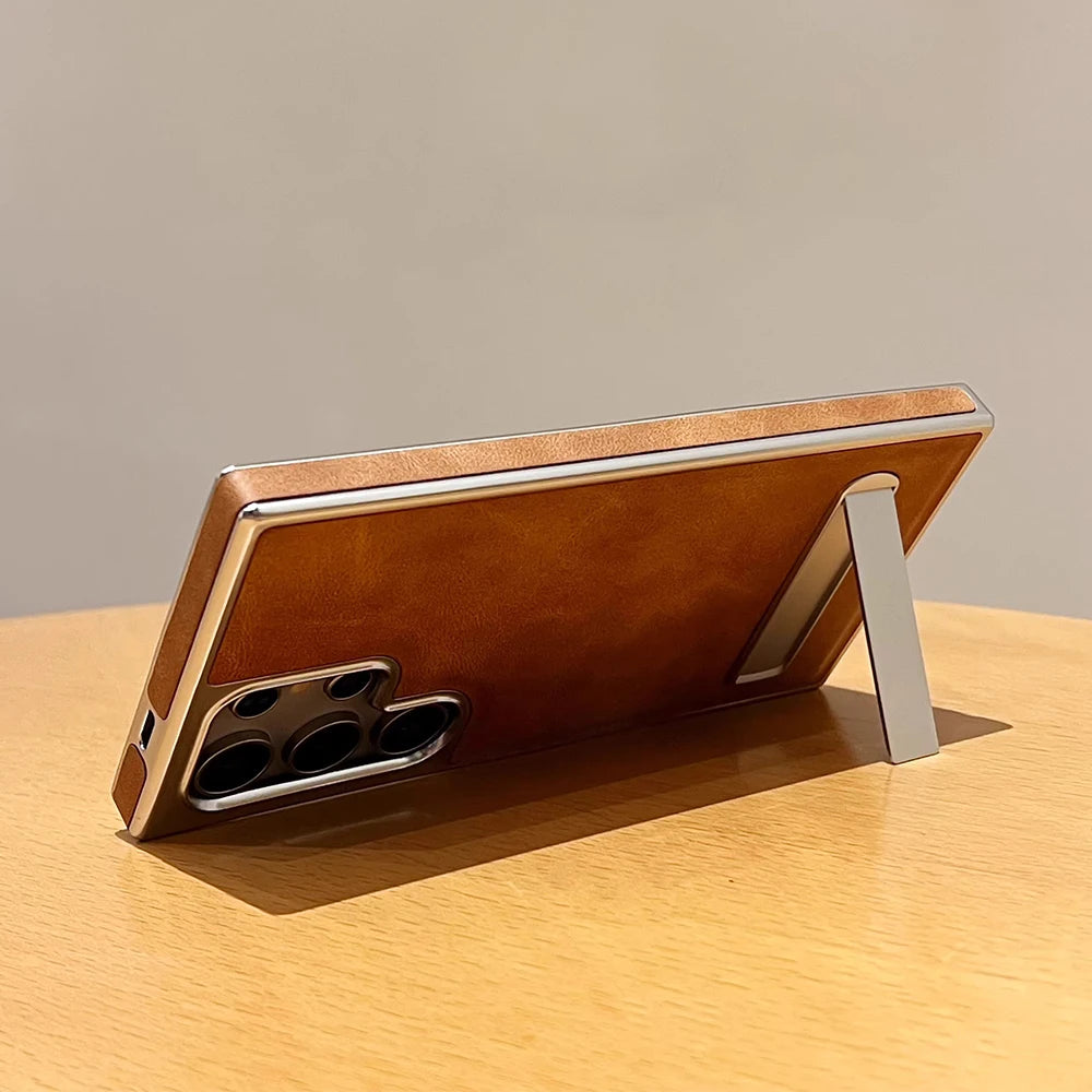 Capa Couro Premium Samsung Galaxy Suporte Invisível Proteção Antichoque Total