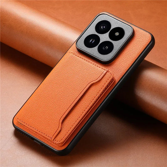 Capa Carteira Luxuosa de Couro para Xiaomi 15 14 Ultra com Porta-Cartões Magnético