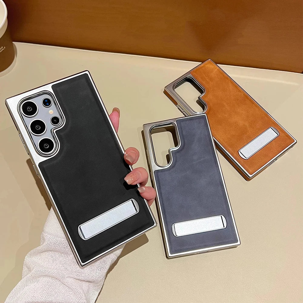 Capa Couro Premium Samsung Galaxy Suporte Invisível Proteção Antichoque Total