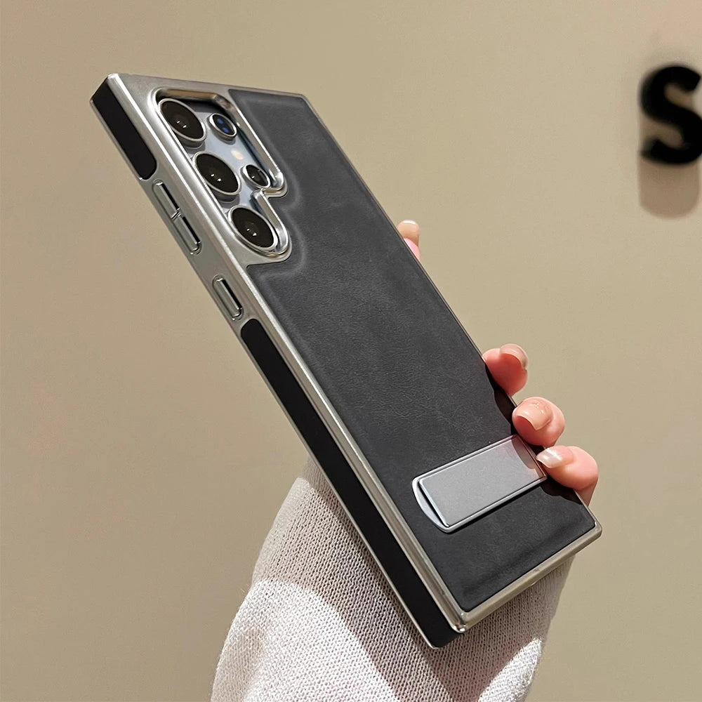 Capa Couro Premium Samsung Galaxy Suporte Invisível Proteção Antichoque Total