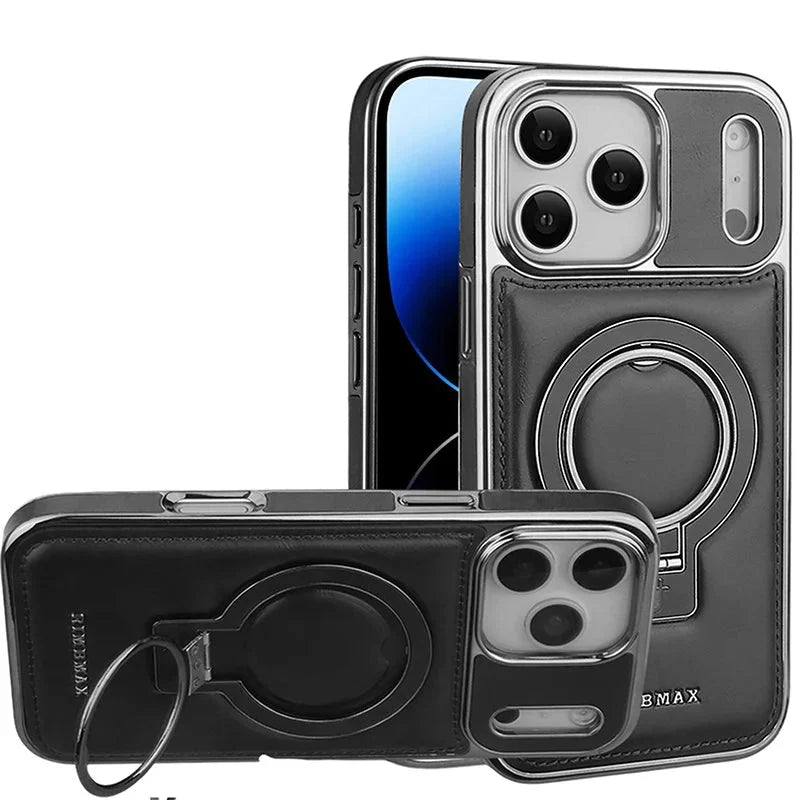 Capa de Couro Luxuosa MagSafe para iPhone: Suporte e Proteção Premium