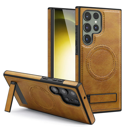 Capa Magnética de Couro PU para Samsung Galaxy com Suporte e Carregamento Sem Fio