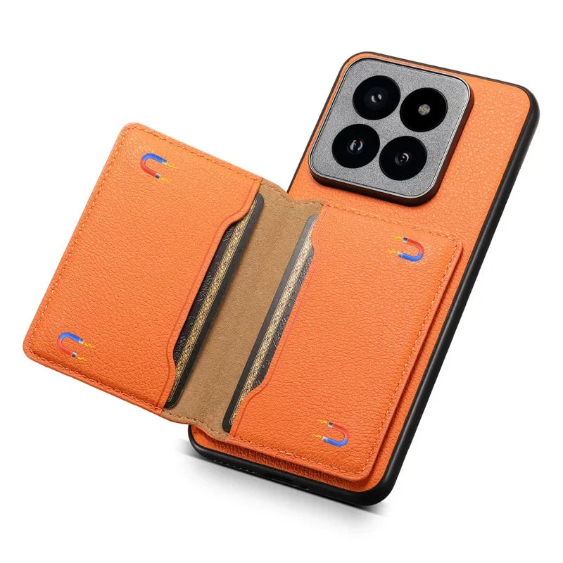 Capa Carteira Luxuosa de Couro para Xiaomi 15 14 Ultra com Porta-Cartões Magnético