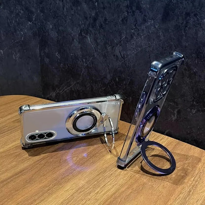 Capa Samsung Galaxy A com Suporte, Anti-impacto, Transparente e Banhada a Luxo