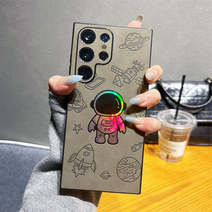 Capa Premium Astronauta Laser em Couro para Samsung, Proteção Reforçada e Estilo Único