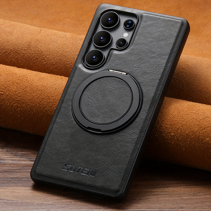 Capa Premium Suteni Galaxy: Anel Giratório 360°, Magnética, Couro Sintético