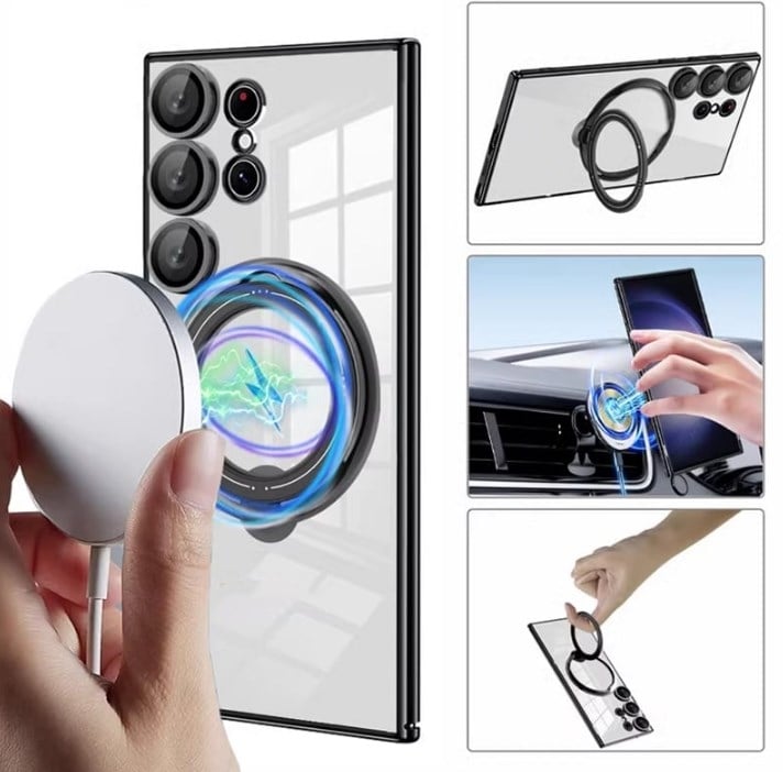 Capa Transparente HD Suporte Dobrável Magnético para Samsung Galaxy